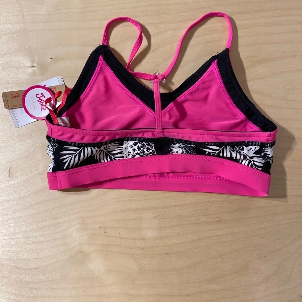 Pink and Black Pineapple Reversible Bikini Top Large (12/14) (IK)